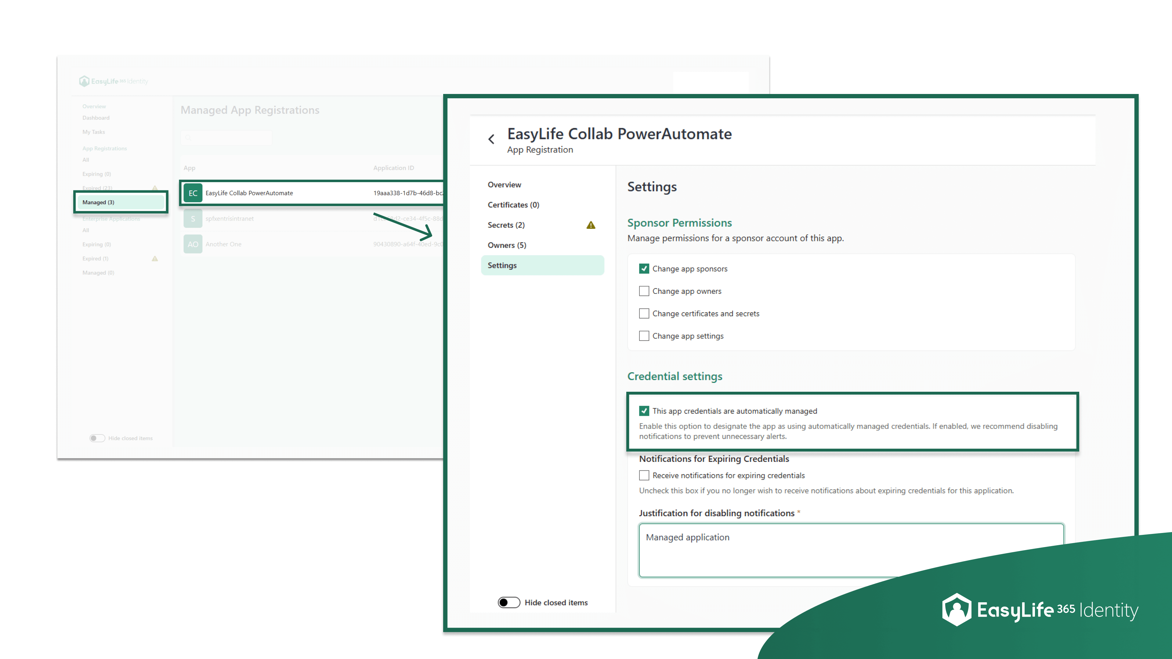 EasyLife 365 Identity - Settings