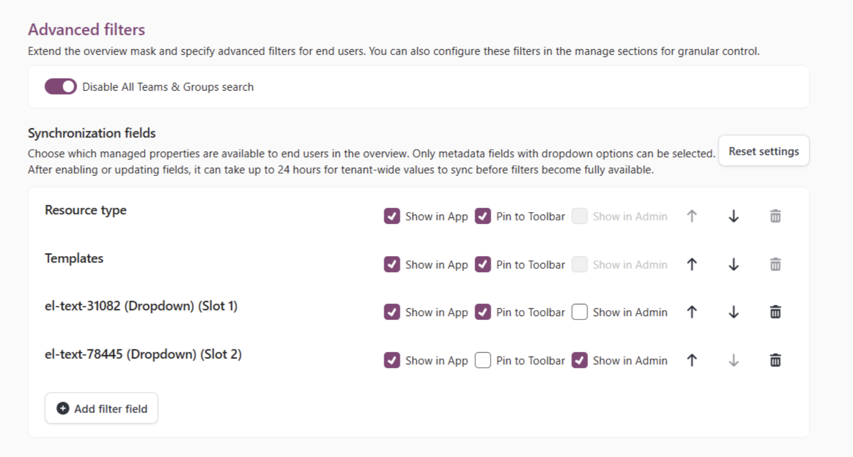 EasyLife 365 Collaboration - Teams &amp; Groups Advanced filters