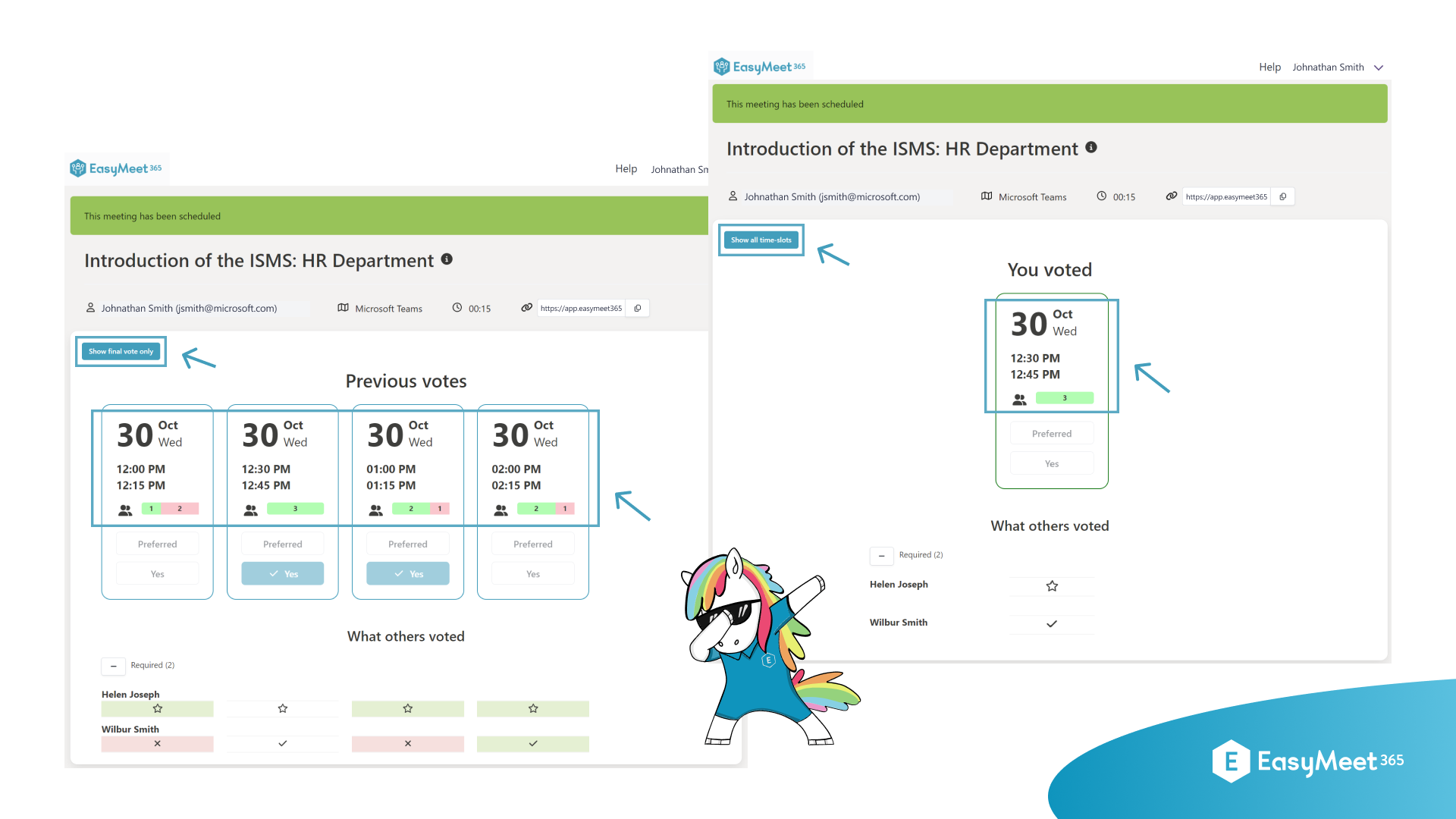 EasyMeet 365 – Poll voting display options