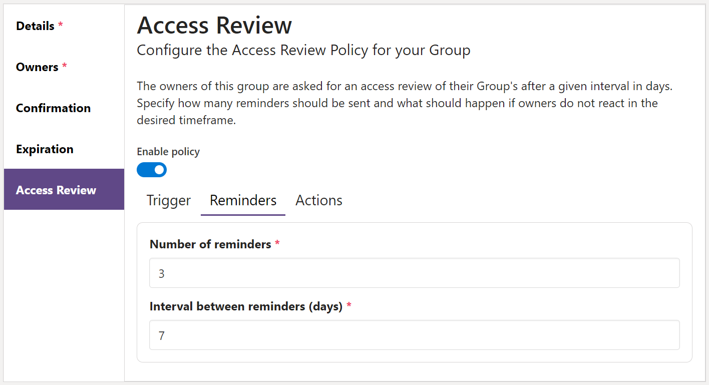 Access Review Policy Reminders