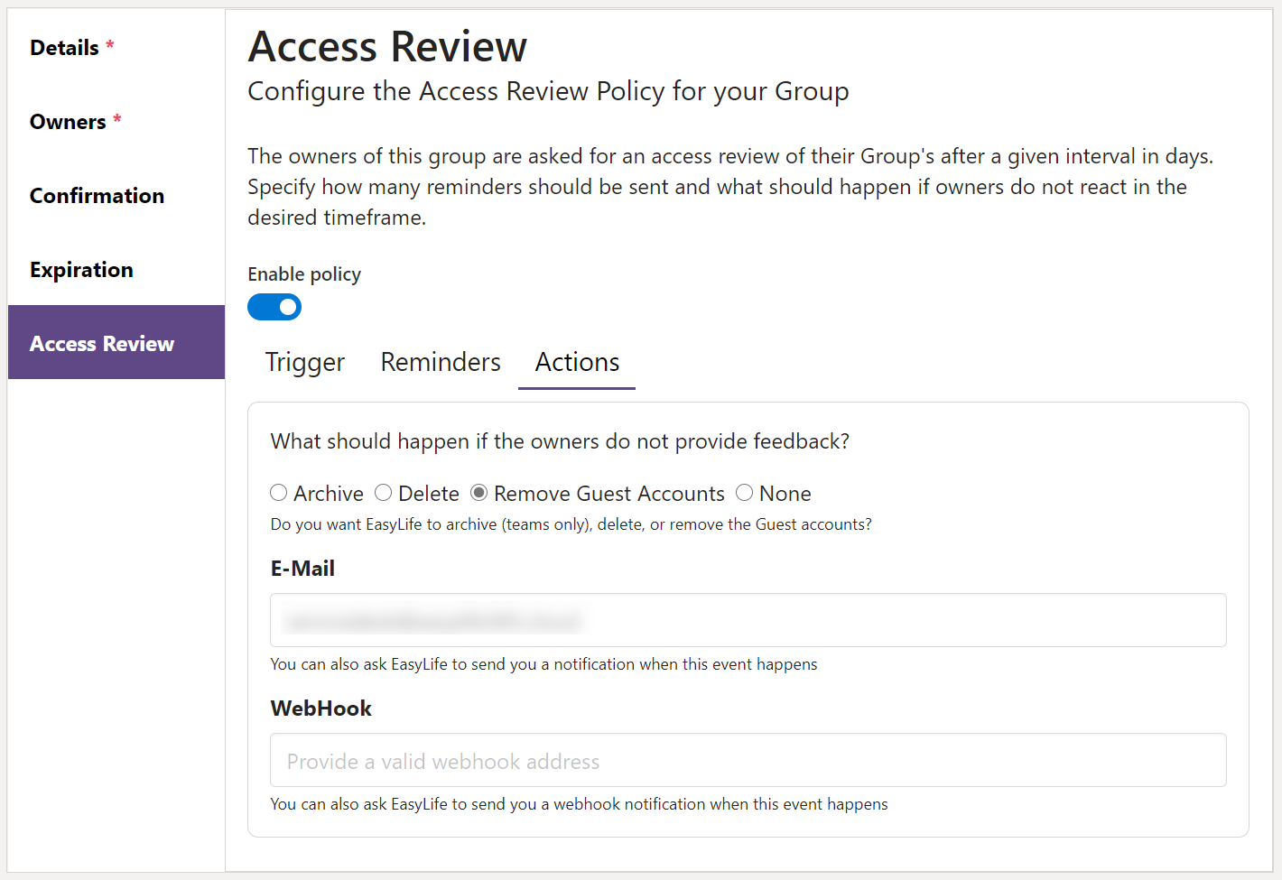 Access Review Policy Action