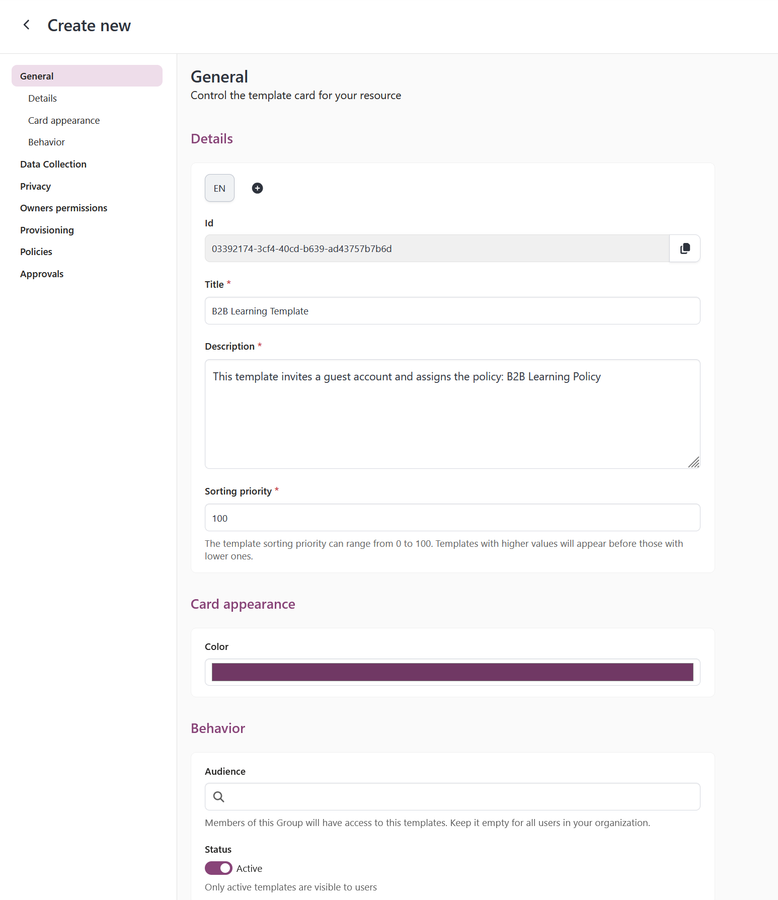 template data collection