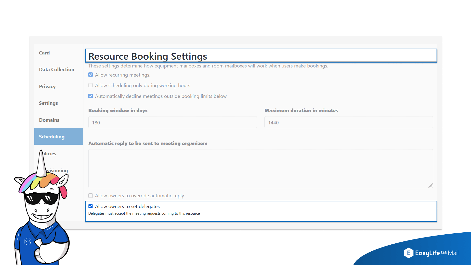 EasyLife 365 Mail - Delegate Management for Room and Equipment Mailboxes