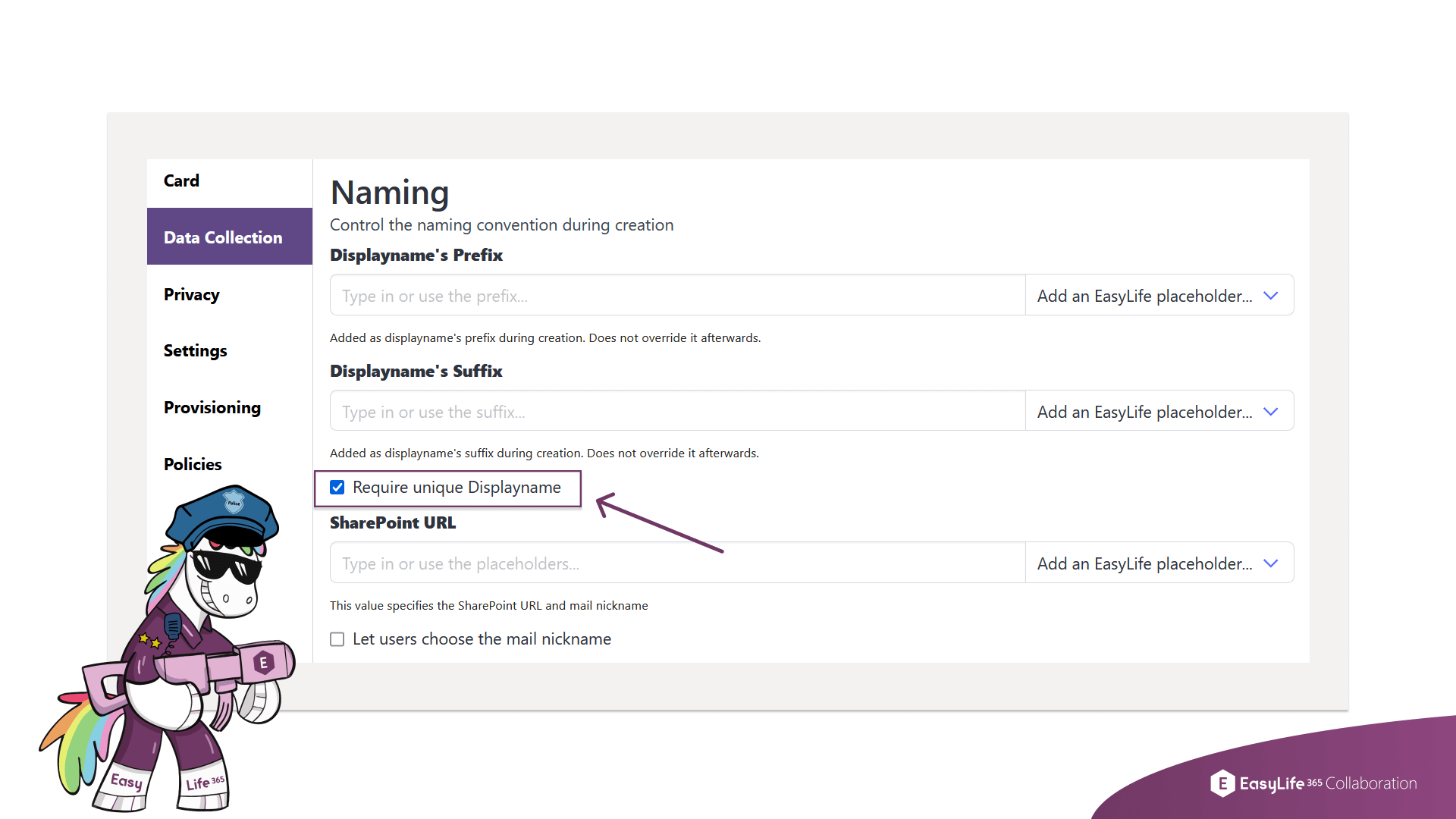 EasyLife 365 Collaboration – Enforcing Unique Display Names