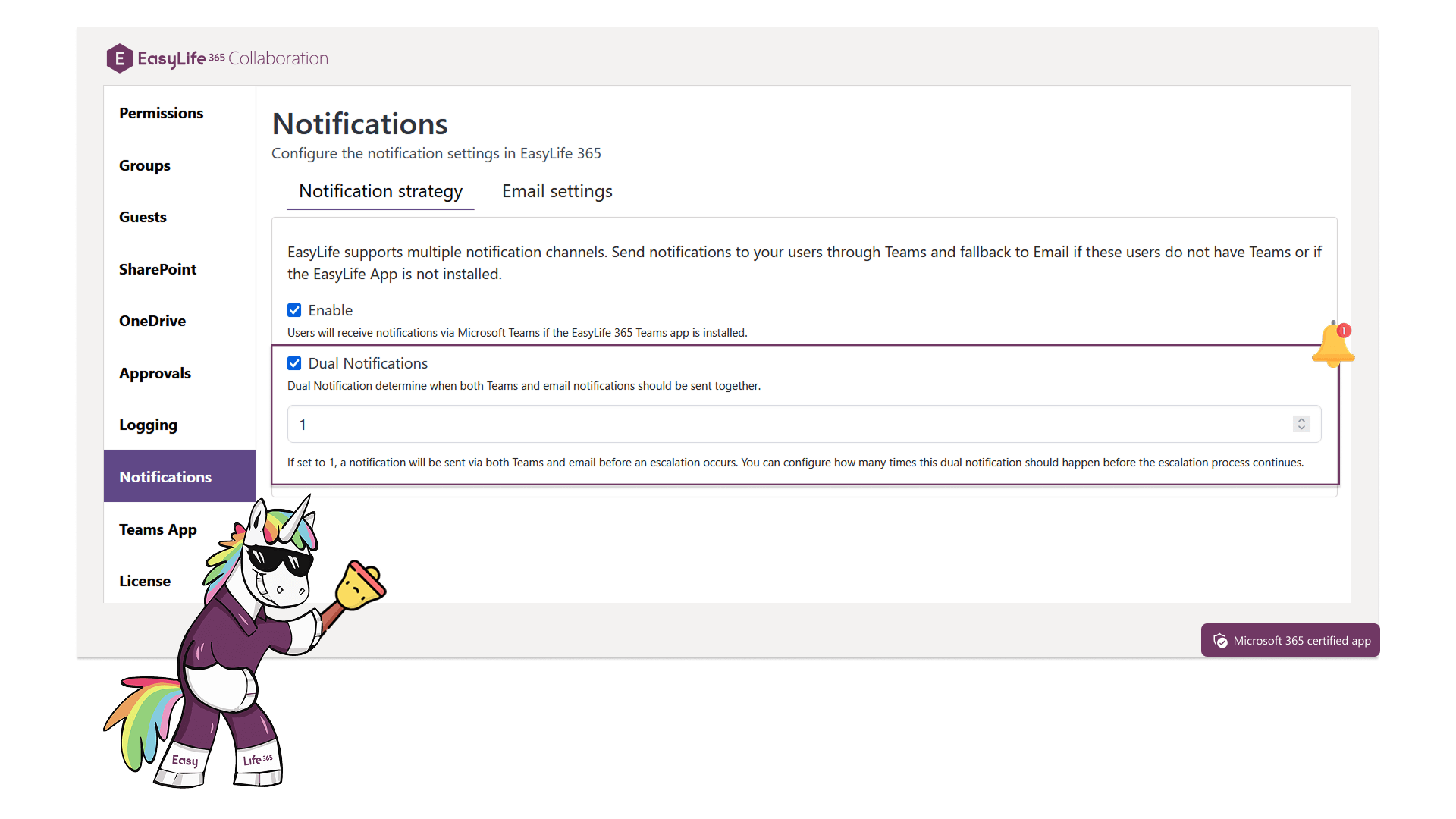 EasyLife 365 Collaboration – Dual Notifications