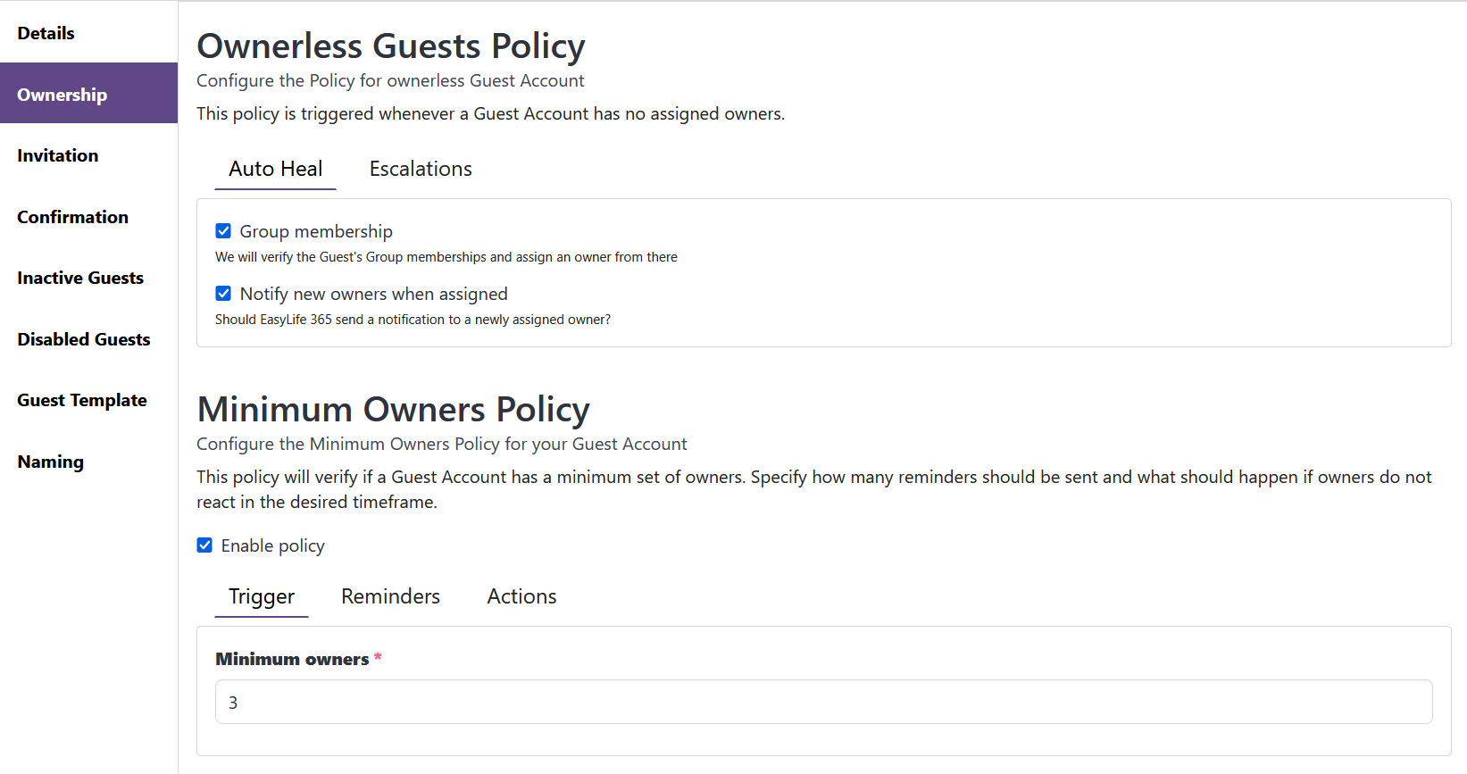 Ownership Policy Details