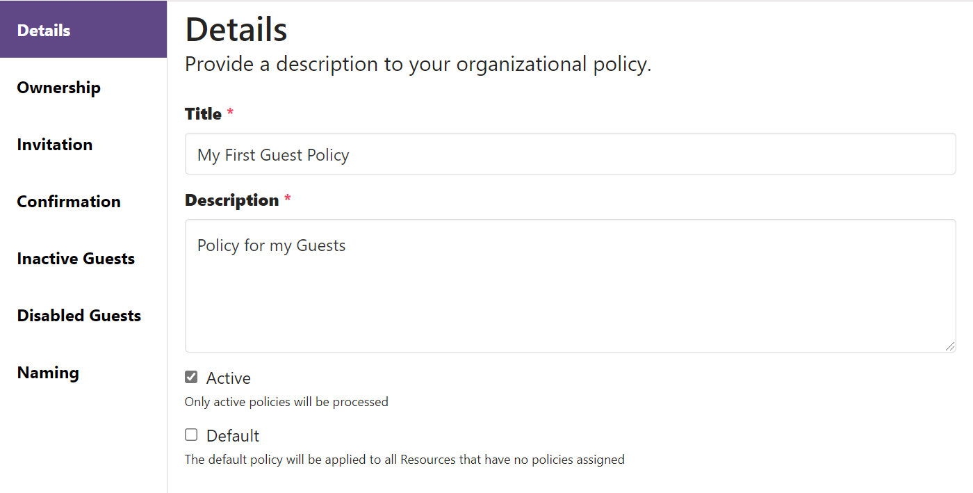 Guest Account Policy Details