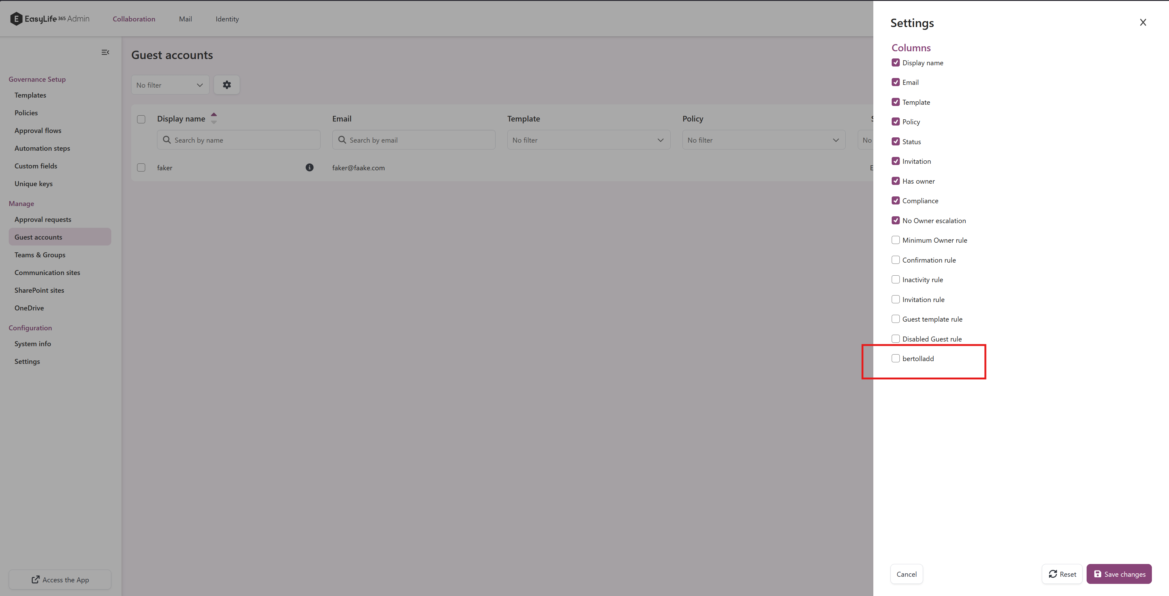 Manage overview advanced filter