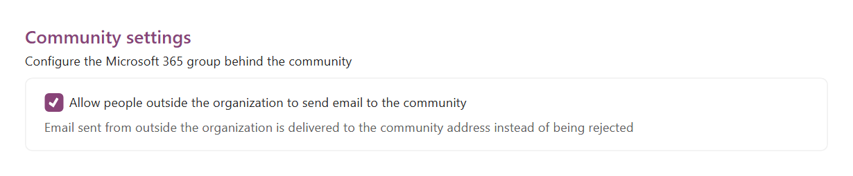 EasyLife 365 Collaboration - Settings tab of a Viva Engage template