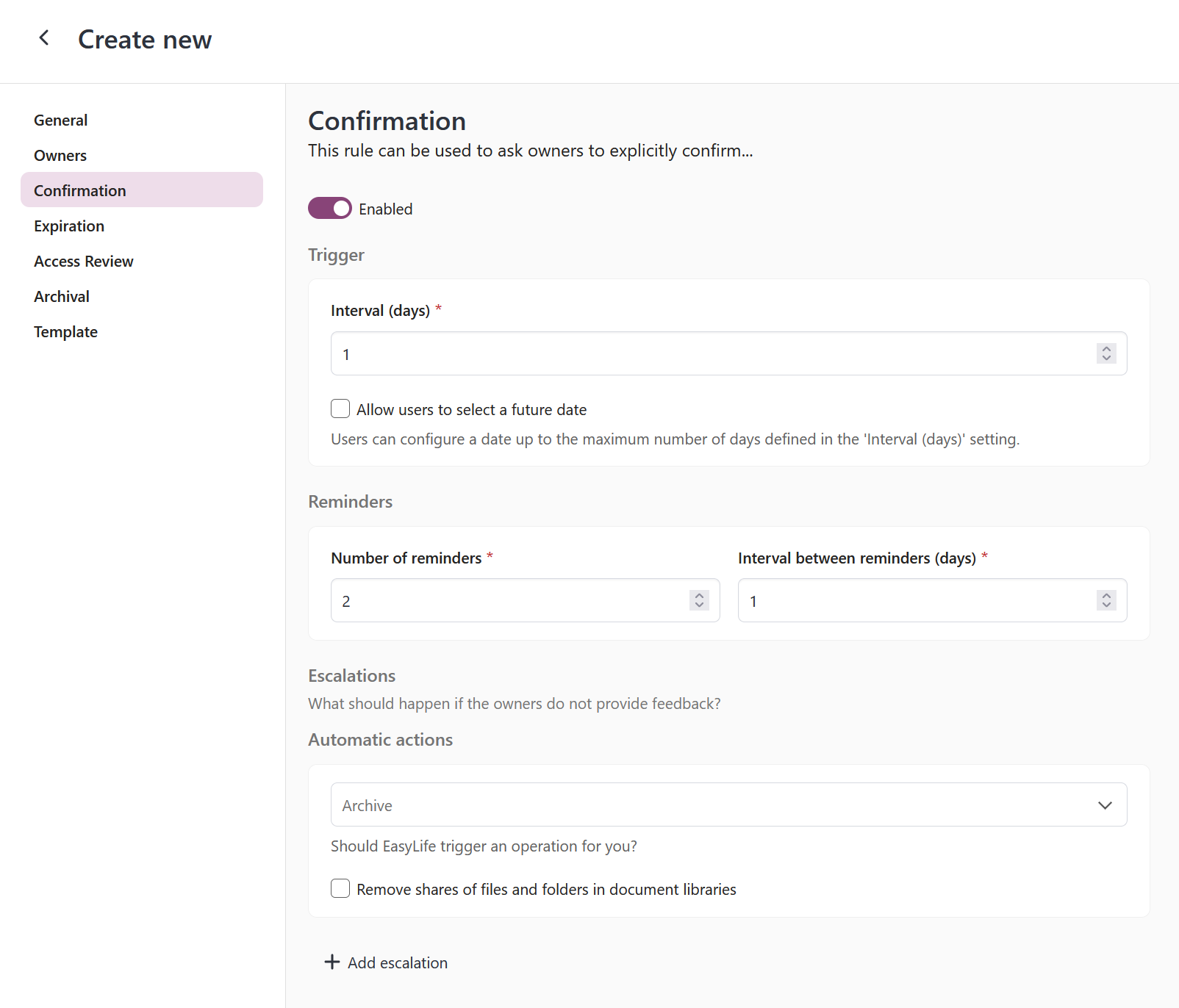 Learning Team Confirmation Policy