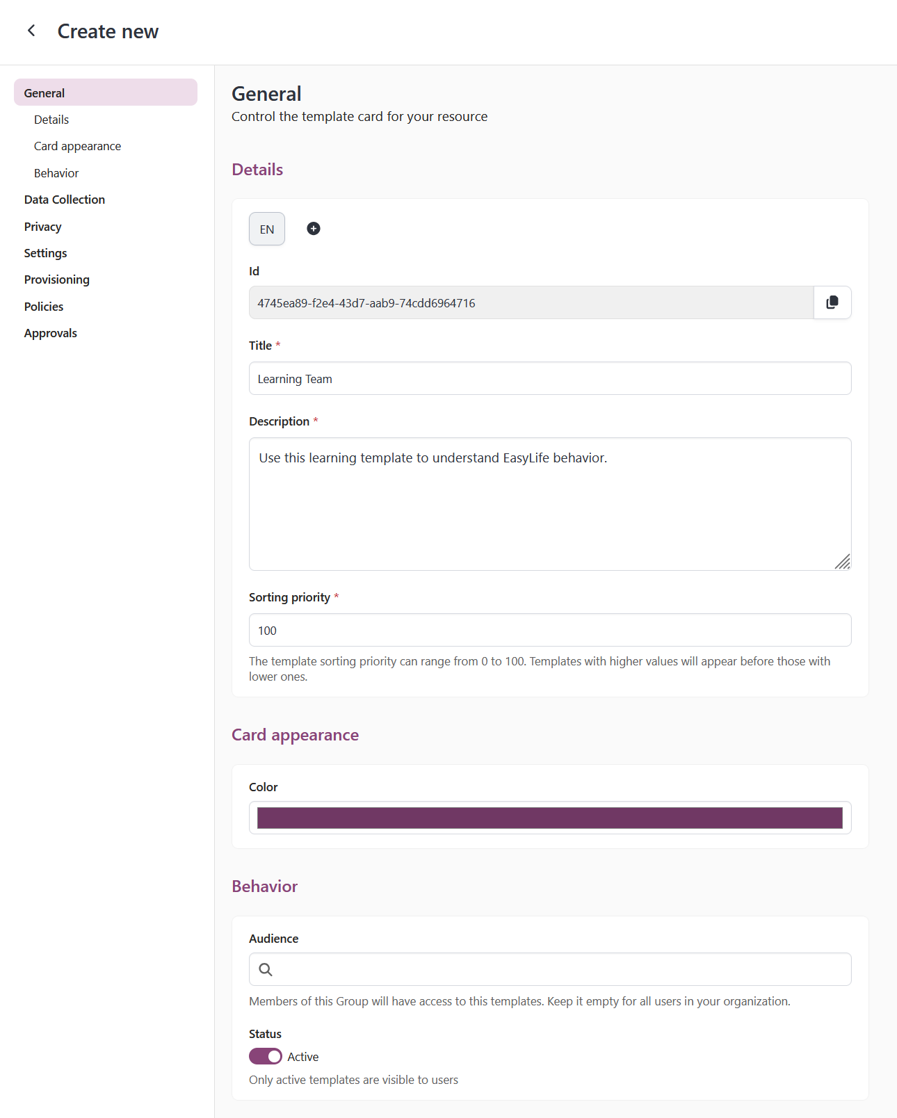 Learning Teams Template Card