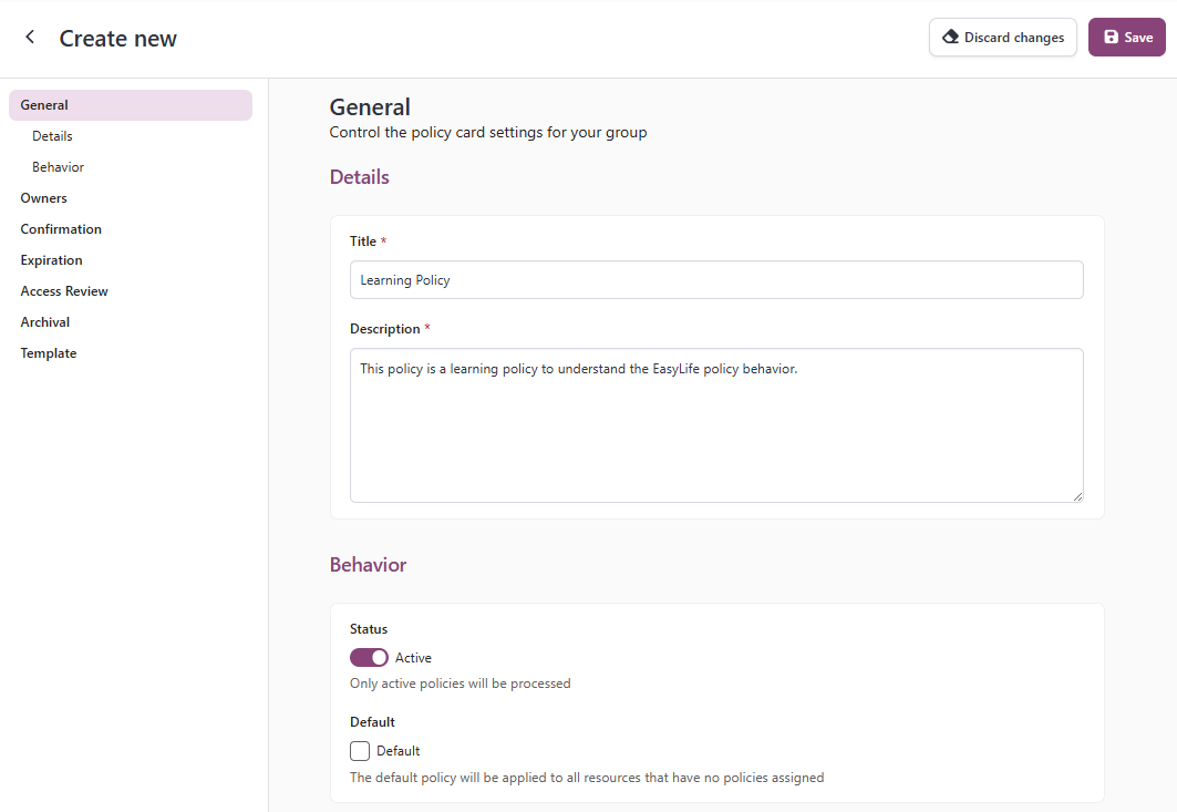 Create Learning Policy