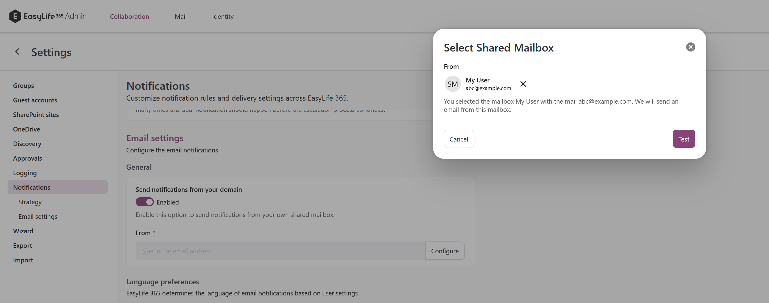 Mail Notification Error Message