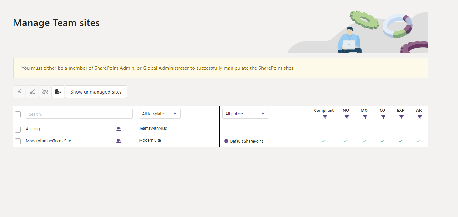 Manage overview filter