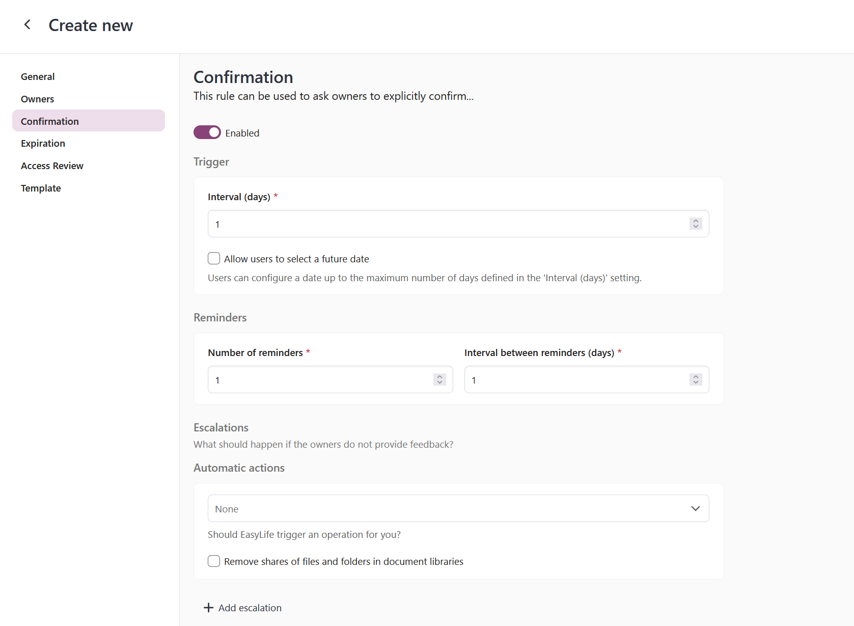 learning SharePoint confirmation policy