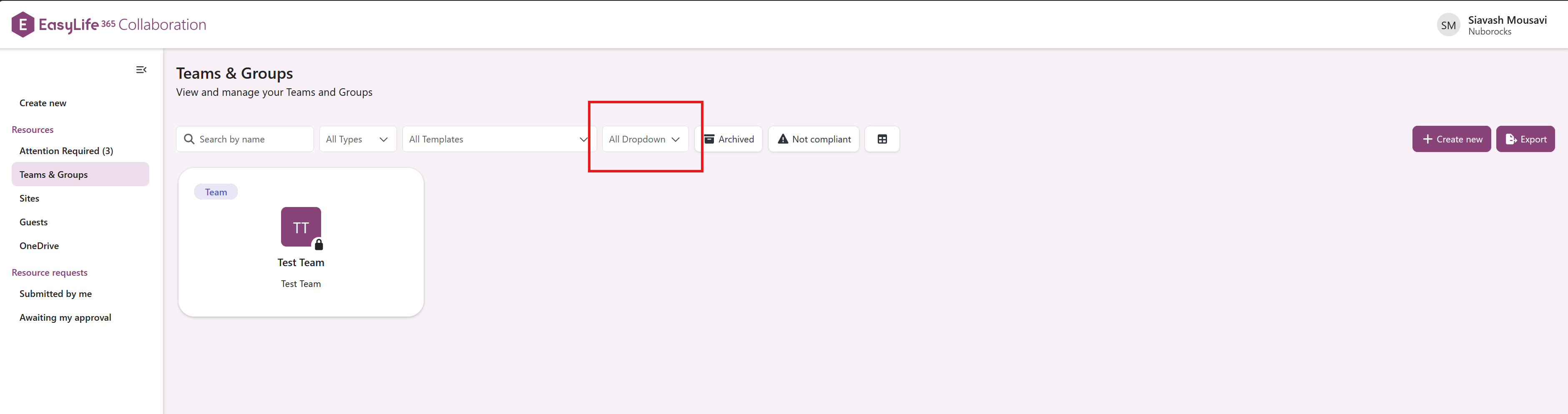 Manage overview advanced filter